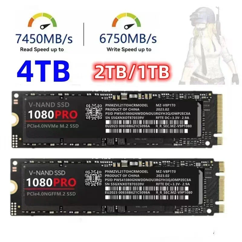 Hard Disk for Xbox PC PS5  PUBG Game 1080PRO SSD M2 2280 PCIe 4.0 NVME NGFF Solid State Drive 14000MB/S Read