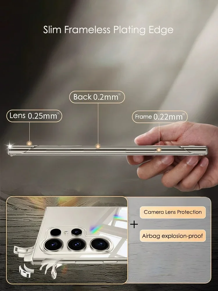 Hard Cover Frameless Case For Samsung Galaxy S24 Ultra S23 S22 Thin Transparent Camera Lens Protection Shockproof