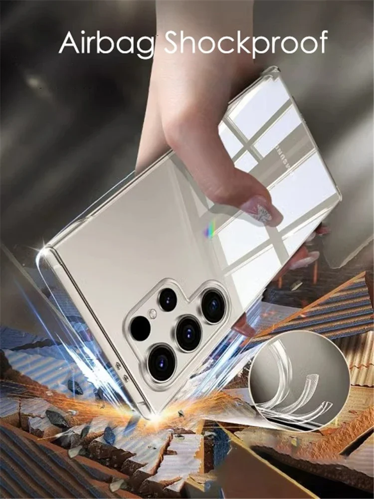 Hard Cover Frameless Case For Samsung Galaxy S24 Ultra S23 S22 Thin Transparent Camera Lens Protection Shockproof