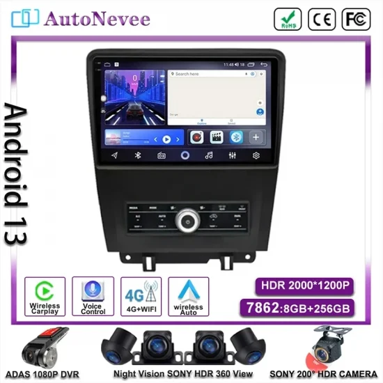 Screen Carplay GPS Navigation Android For Ford Mustang V S-197 2009 2010 2011 2012 - 2014