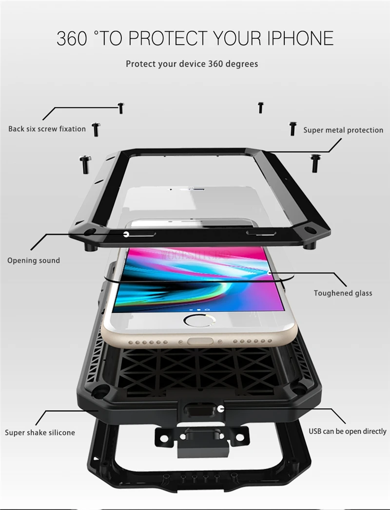 Armor Heavy Duty Protection Case for iPhone Metal Tank Shockproof Cover