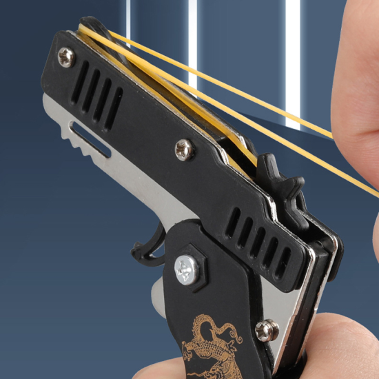 1PCS Metal Toy Gun Mini Folding Rubber Band Toy Outdoor Sports Keychain For Man Women Gifts In Office - Image 4
