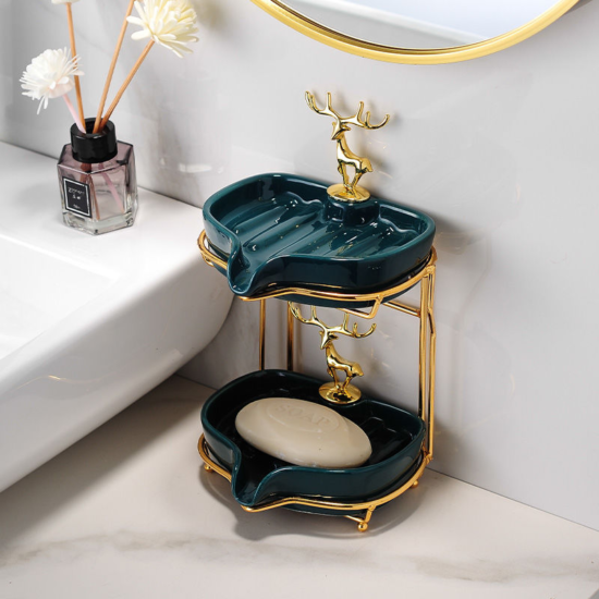 Soap Box From Luxury Ceramic Deer Nordic Shape Slippery Water Technology For Storage Plate Bathroom Supplies - Image 2