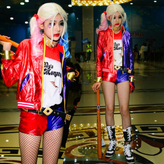 Costumes  Quinn Squad Harley Monster  coat JacketT Shirt Pants Bracelet Belt necklace Gloves Accessories Full S - Image 4