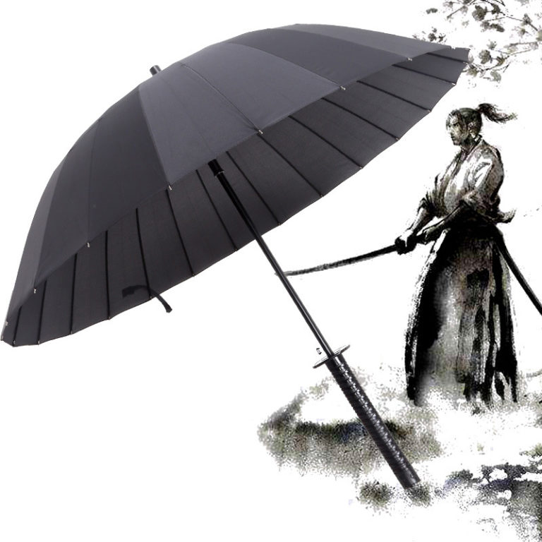 Japanese Samurai Umbrella Strong Windproof Semi Automatic Long Business Umbrellas