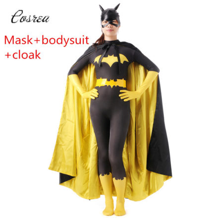 batswomen Costume+Mask Bodysuit Cloak Zentai Cosplay Catsuit Super Hero+Helmet Cosplay