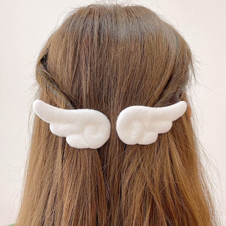 2pcs Angel Hair Clips Girls Pins White Wing Hair Hoop Christmas Holiday Dress Up Hairpin Accessories