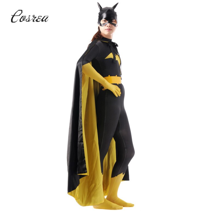 batswomen Costume+Mask Bodysuit Cloak Zentai Cosplay Catsuit Super Hero+Helmet Cosplay - Image 3