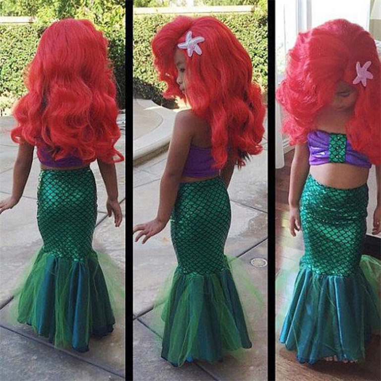 2016 Cute costumes for baby girls princess ariel dress The little Mermaid Ariel princess Cosplay costume mermaid dress