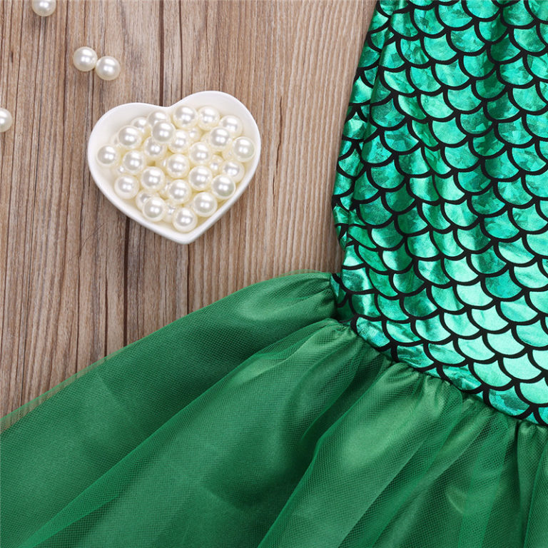 2016 Cute costumes for baby girls princess ariel dress The little Mermaid Ariel princess Cosplay costume mermaid dress - Image 4
