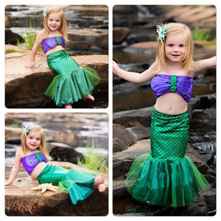 2016 Cute costumes for baby girls princess ariel dress The little Mermaid Ariel princess Cosplay costume mermaid dress - Image 2