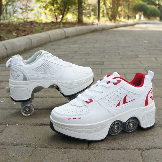Deformation Shoes Double Row Double-Wheel Casual Roller Shoes Automatic Four-Wheel Dual-Purpose Roller Skates Skateboard Shoes - Image 2