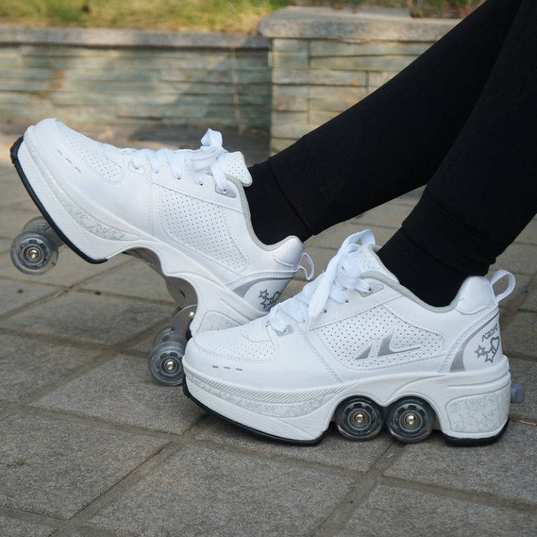 Deformation Shoes Double Row Double-Wheel Casual Roller Shoes Automatic Four-Wheel Dual-Purpose Roller Skates Skateboard Shoes