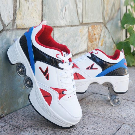 Deformation Shoes Double Row Double-Wheel Casual Roller Shoes Automatic Four-Wheel Dual-Purpose Roller Skates Skateboard Shoes - Image 3