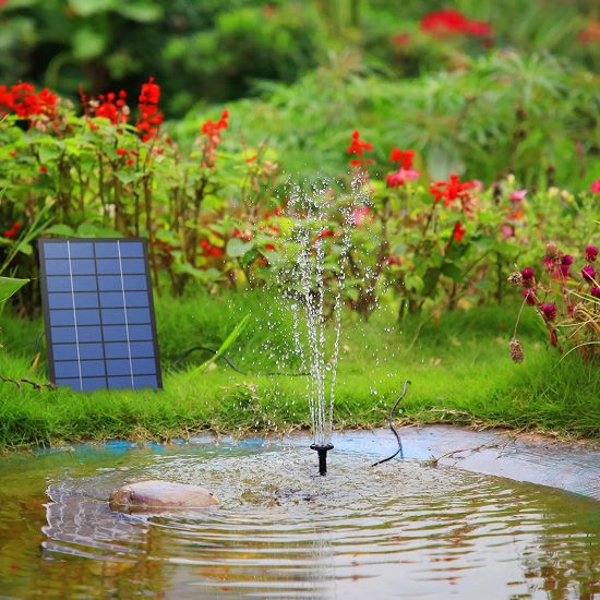 Solar Fountain Pump,with 6Nozzles and 4ft Water Pipe for Bird Bath,Pond,Garden and Other Places - Image 2