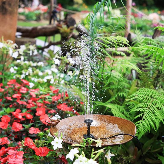 Solar Fountain Pump,with 6Nozzles and 4ft Water Pipe for Bird Bath,Pond,Garden and Other Places - Image 3