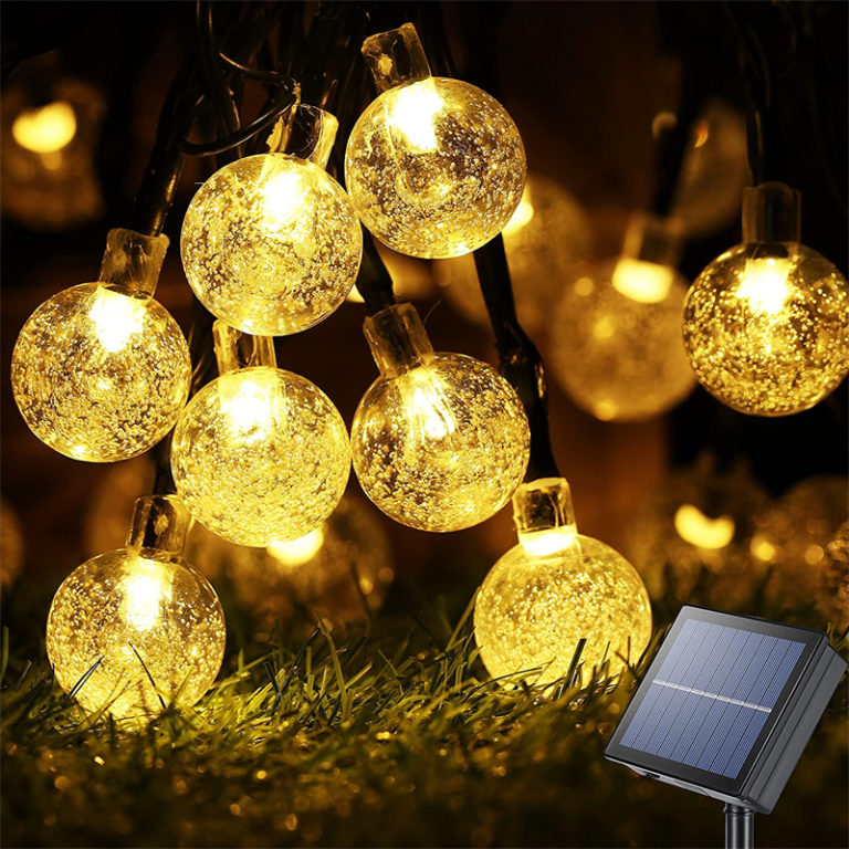 Solar String Lights Outdoor 60 Led Crystal Globe Lights with 8 Modes Waterproof for Garden Party Decor