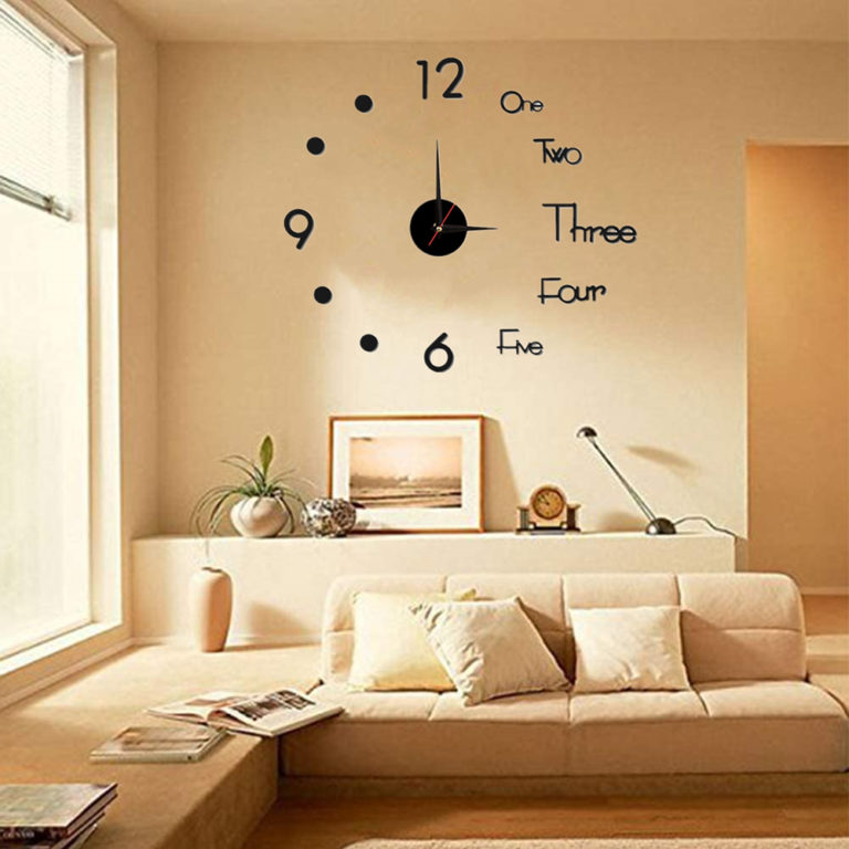 ⁦3D Wall Clock Frameless Wall DIY Digital Clock Wall Stickers Silent Clock for Home Living Room Office Wall Decor⁩ - الصورة ⁦3⁩