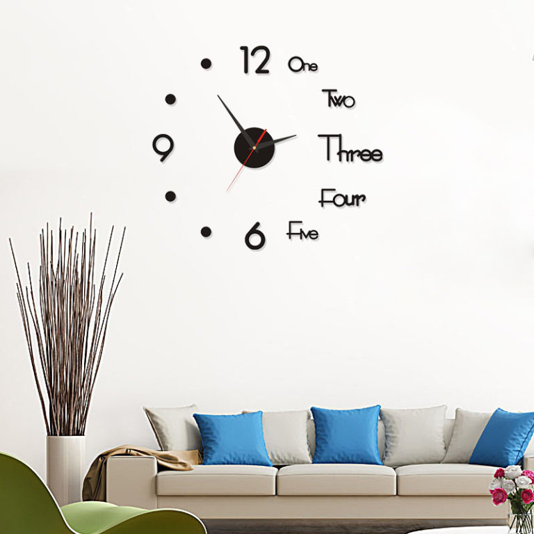 ⁦3D Wall Clock Frameless Wall DIY Digital Clock Wall Stickers Silent Clock for Home Living Room Office Wall Decor⁩ - الصورة ⁦2⁩