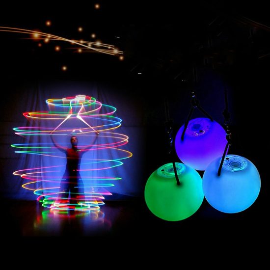 belly dance balls RGB glow Ruoru 2 pieces = 1 pair LED POI thrown balls for belly dance hand props stage performance accessories - Image 2