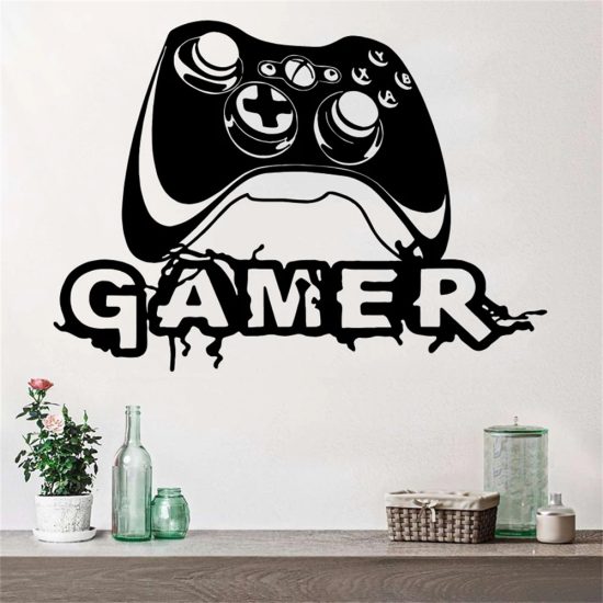 ⁦Game Joystick Wall Decal Playroom Gaming Zone Gamer Wall Sticker Bedroom⁩ - الصورة ⁦2⁩