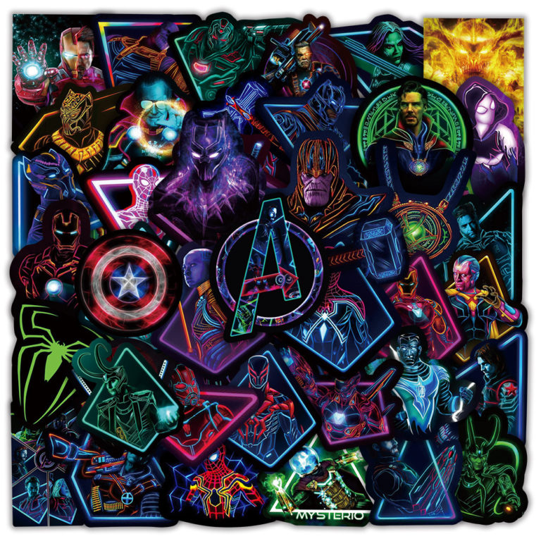 Disney Marvel Neon Anime Stickers Luminous Car Laptop Phone Bike Vinyl Sticker for Kids