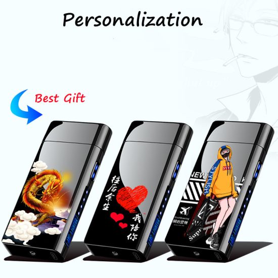 New Metal Portable Lighter Cigarette Windproof LED Screen Touch Sensor USB Rechargeable - Image 3