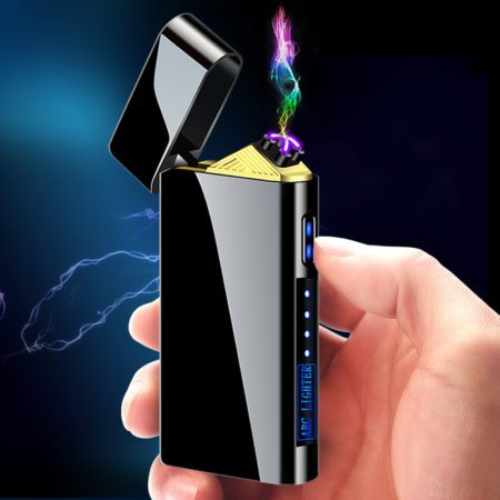 New Metal Portable Lighter Cigarette Windproof LED Screen Touch Sensor USB Rechargeable