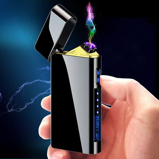 New Metal Portable Lighter Cigarette Windproof LED Screen Touch Sensor USB Rechargeable