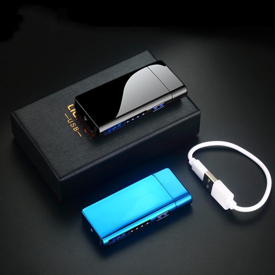 New Metal Portable Lighter Cigarette Windproof LED Screen Touch Sensor USB Rechargeable - Image 2