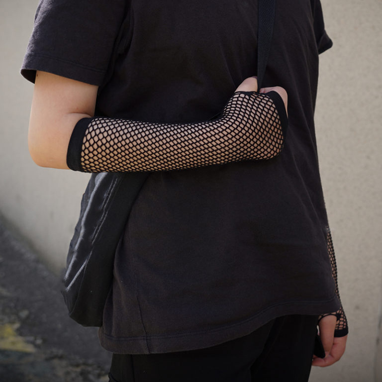 Long Black anime Gloves Gothic Punk Rock Costume Fancy Gloves - Image 2