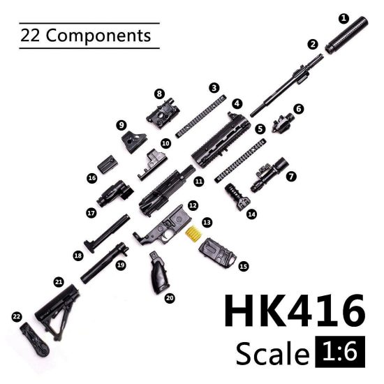 1:6 PUBG M416 HK416 Rifle Assembly Gun Puzzles Building Bricks For Action Figure