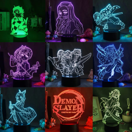 Anime Demon Slayer Acrylic Led Night Light Agatsuma Zenitsu Figure for Bedroom Decor Cool Kimetsu No Yaiba Lamp Gift