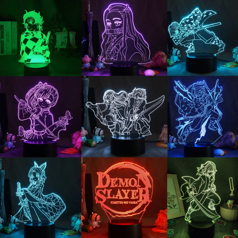 Anime Demon Slayer Acrylic Led Night Light Agatsuma Zenitsu Figure for Bedroom Decor Cool Kimetsu No Yaiba Lamp Gift