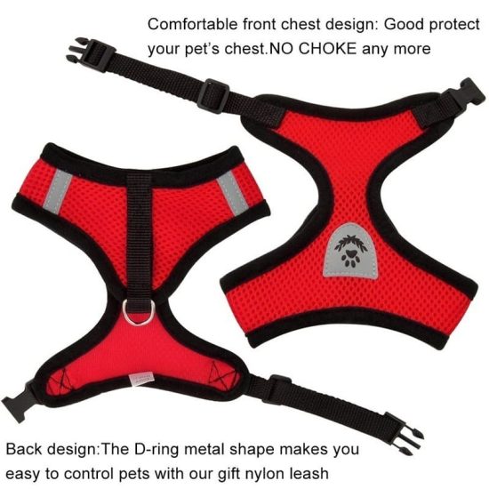 Cat Dog Harness with Lead Leash Adjustable Vest Polyester Mesh Breathable - Image 2