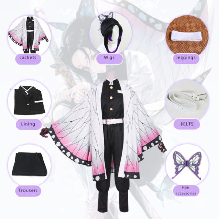 Anime Demon Slayer Kochou Shinobu Kimetsu no Yaiba Tanjirou Nezuko Cosplay Kimono Wig