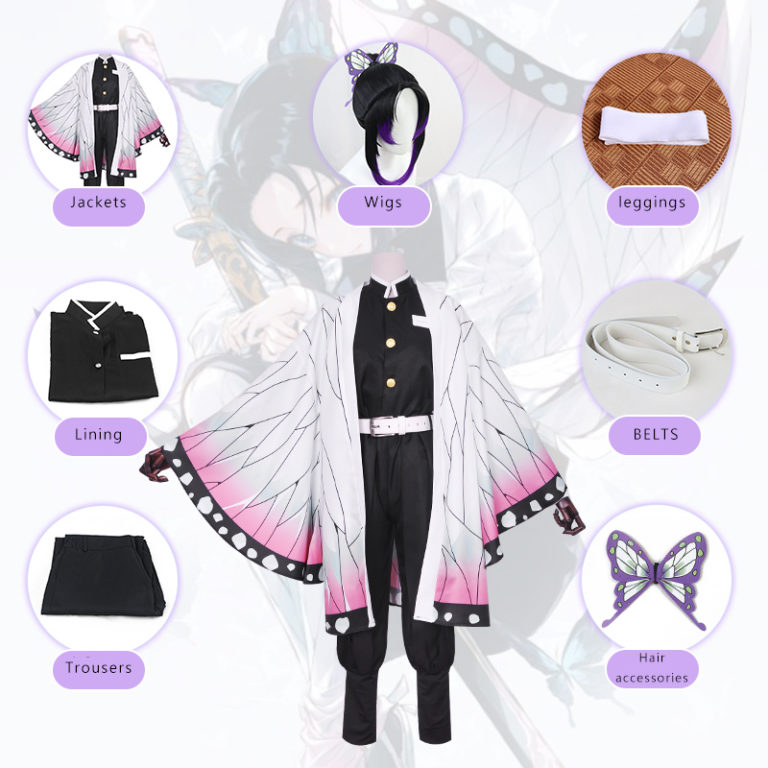 Anime Demon Slayer Kochou Shinobu Kimetsu no Yaiba Tanjirou Nezuko Cosplay Kimono Wig