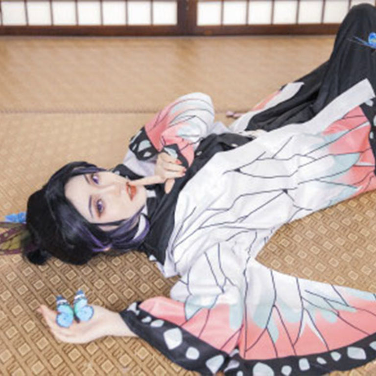 Anime Demon Slayer Kochou Shinobu Kimetsu no Yaiba Tanjirou Nezuko Cosplay Kimono Wig - Image 3