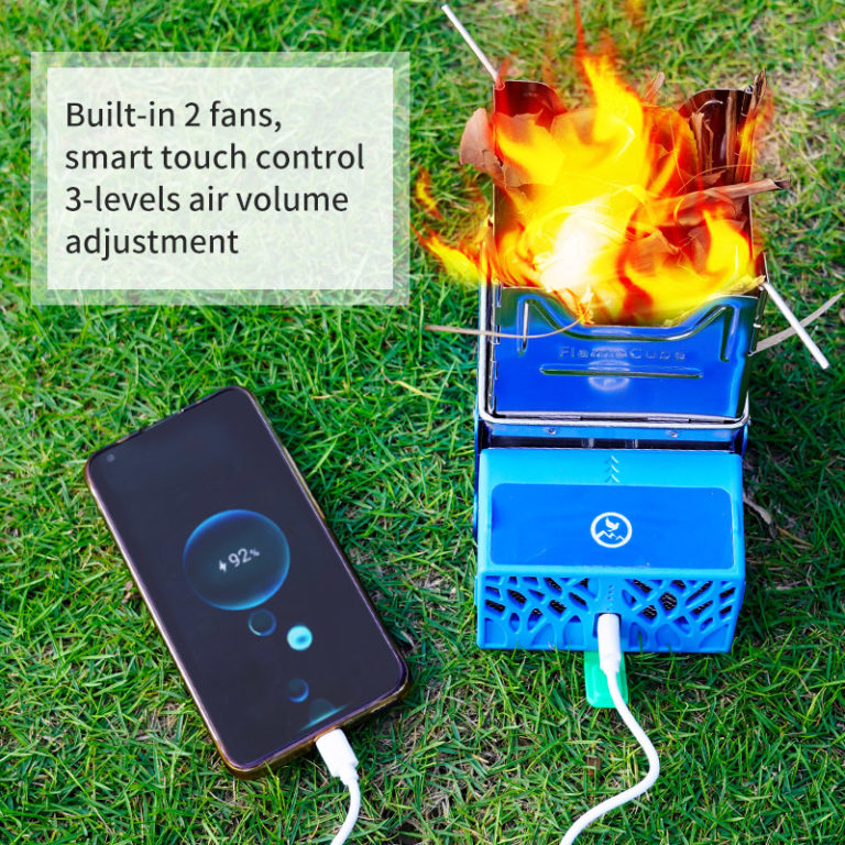 Flame Cube Portable Wood Buring With Battery To Power USB Charging
