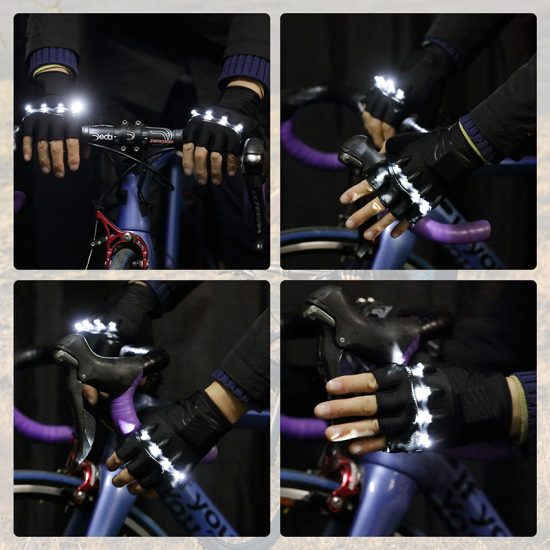 LED Flashlight Gloves Breathable Half Finger For MTB Mountain Cycling Bicycle Gloves Men - Image 2