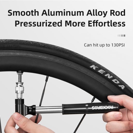 ROCKBROS Bicycle Pump130PSI  Air Pump Aluminum Alloy Portable - Image 3