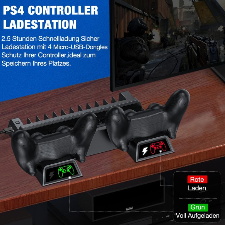 Charging Station For SONY Playstation PS4/PS4 Slim/PS4 Pro Vertical Cooling Stand With Fan Dual Controller Charger 4 Cooler - Image 2