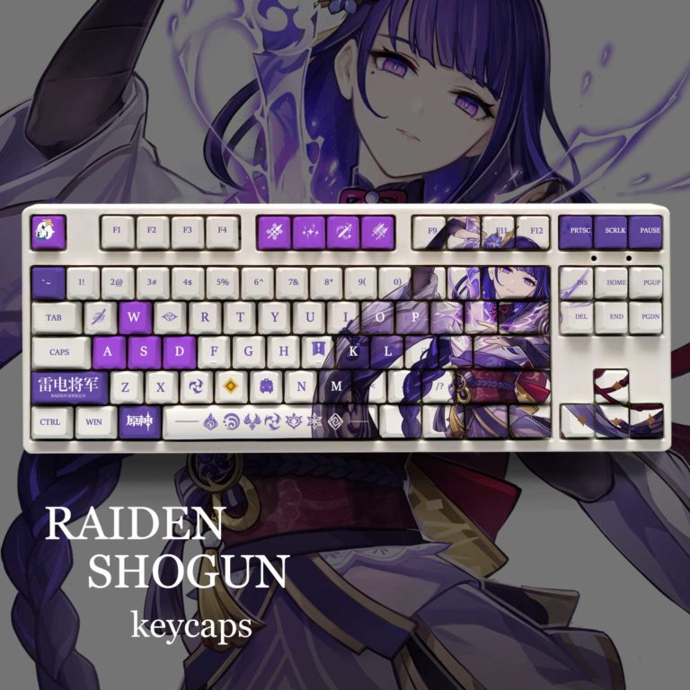 Genshin Impact Keycaps 108 Keys Set for Mechanical Keyboard Theme RAIDEN SHOGUN  Pbt Material