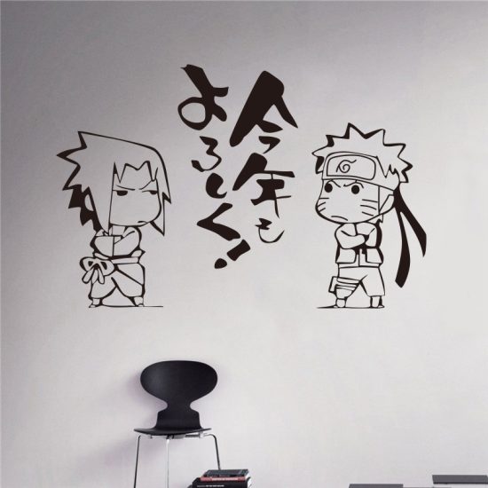 Japanese Vinyl Wall Sticker Anime Uzumaki Uchiha Sasuke Art Wall For Room Bedroom Home Decoration
