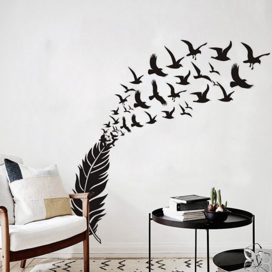 Delicate Feather Bird Decorative Vinyl Wall Stickers Bedroom Decor For Kids Room Decoration Wallstickers - Image 2