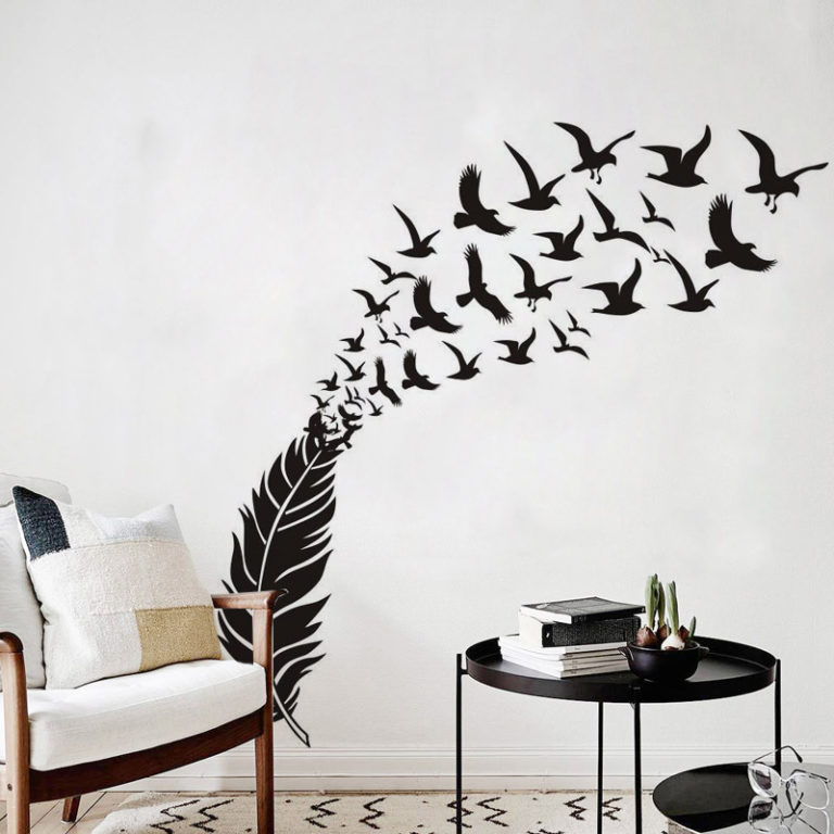 Delicate Feather Bird Decorative Vinyl Wall Stickers Bedroom Decor For Kids Room Decoration Wallstickers - Image 2