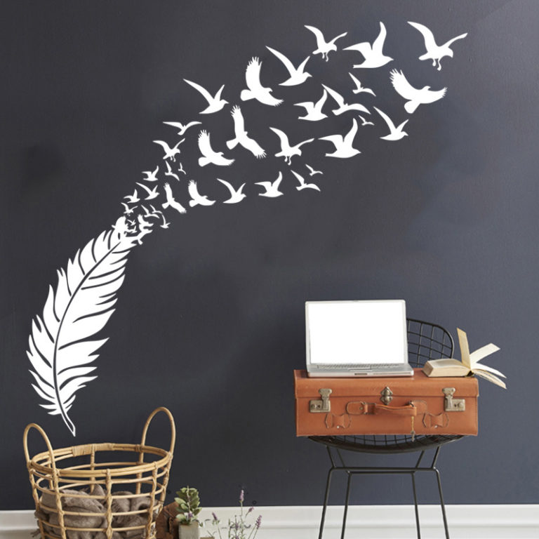 Delicate Feather Bird Decorative Vinyl Wall Stickers Bedroom Decor For Kids Room Decoration Wallstickers - Image 3