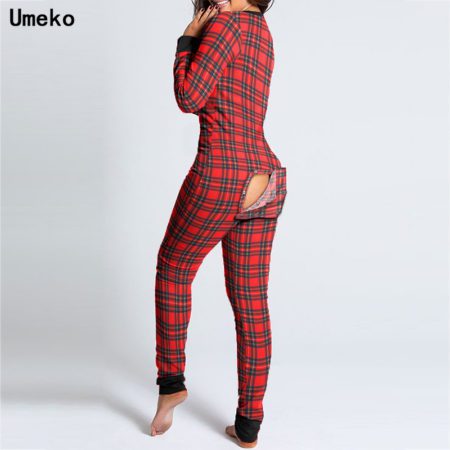 Bodysuit Long Sleeve Bodycon Stretch Leotard Open Pants Button Long Romper Pajamas