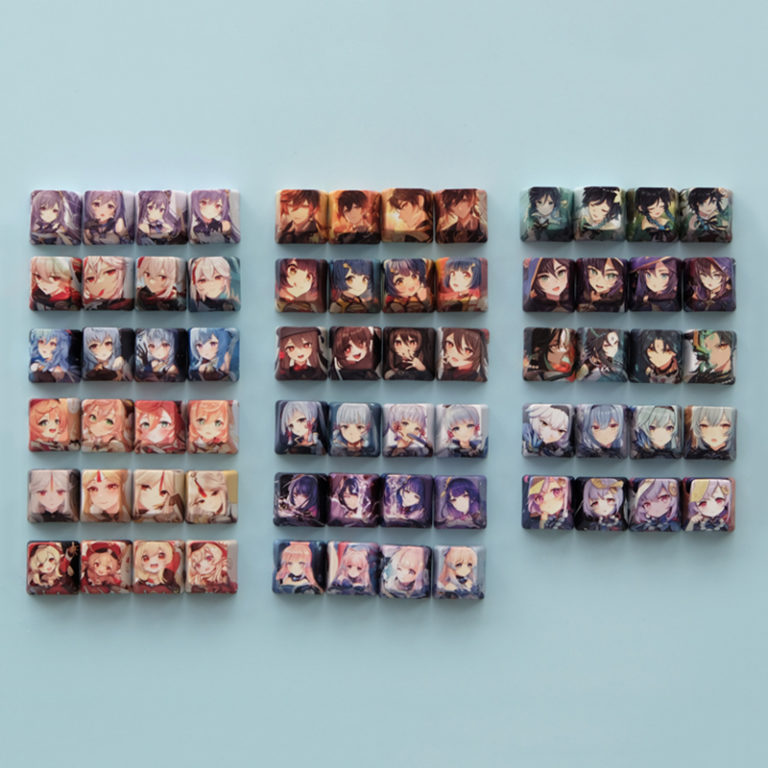 Mechanical Keyboard Keycap 4pcs Game Anime Characters Keycap Genshin Impact PBT Sublimation R4 Cherry OEM Profile - Image 2
