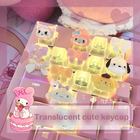 Cute Cartoon DIY Mechanical Keyboard Cap Custom Backlight Transparent Keycaps For Cherry MX Switch
